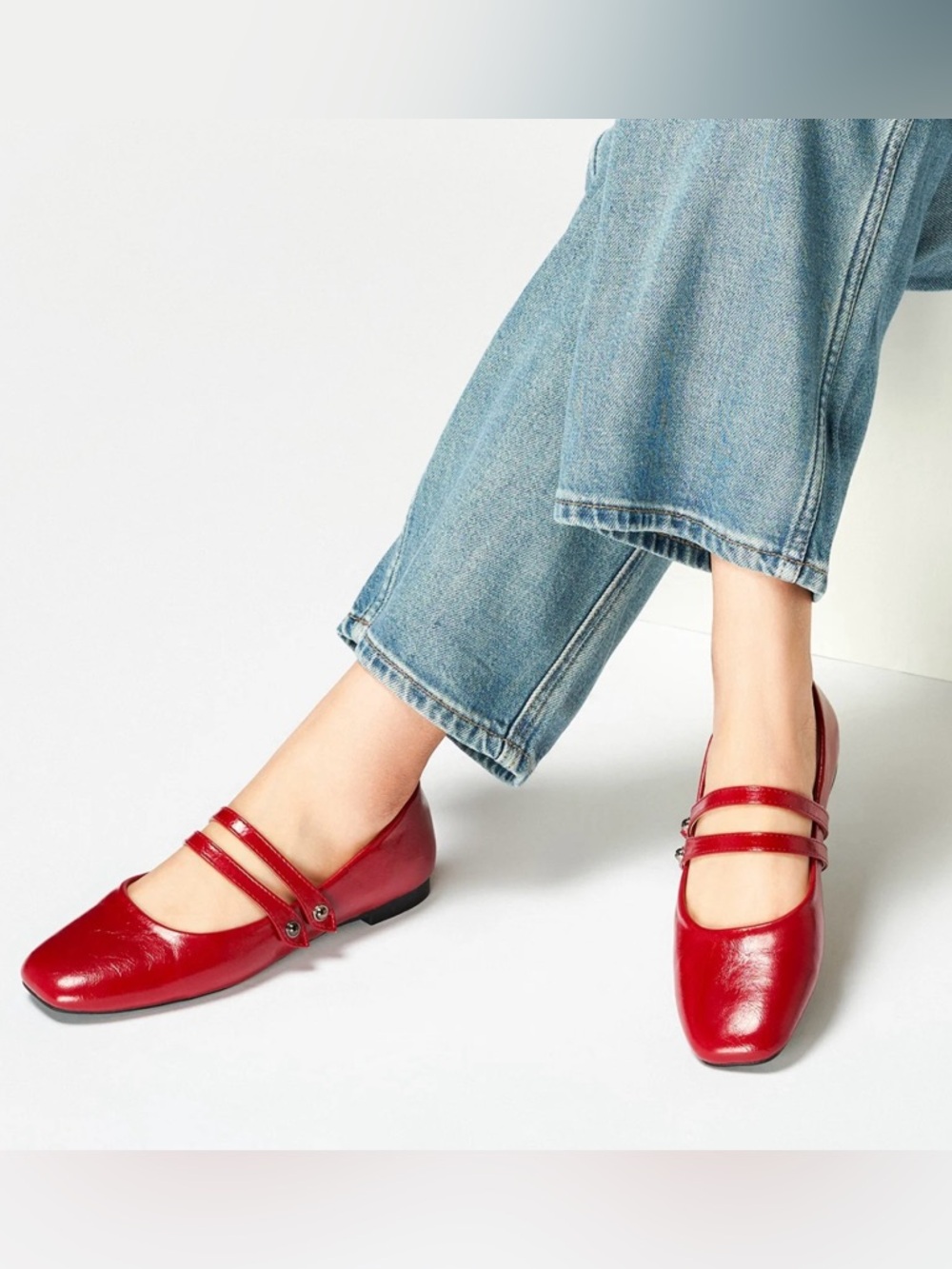 NWT Red Double-Strap Mary Jane Flats by C.Paravano